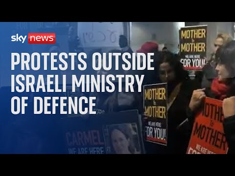 Watch live: Protesters gather outside the Israeli Ministry of Defence in Tel Aviv