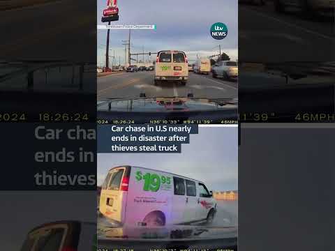 Car chase in U.S nearly ends in disaster after thieves steal truck #itvnews