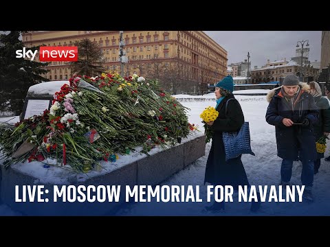 Watch live: flowers laid at Moscow memorial for opposition leader Alexei Navalny
