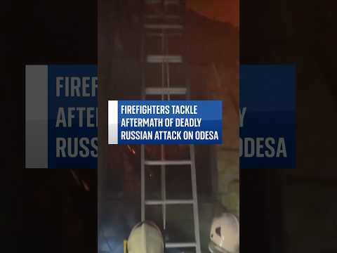 Firefighters tackle aftermath of #Russia’s drone strike in #Odesa. #skynews #russia #ukraine