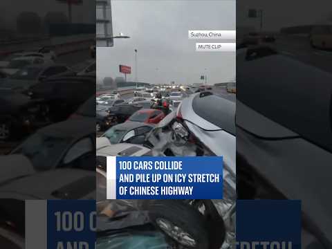 Dramatic footage shows the 100 car pile-up on a roadway in the #Chinese city of #Suzhou. #skynews