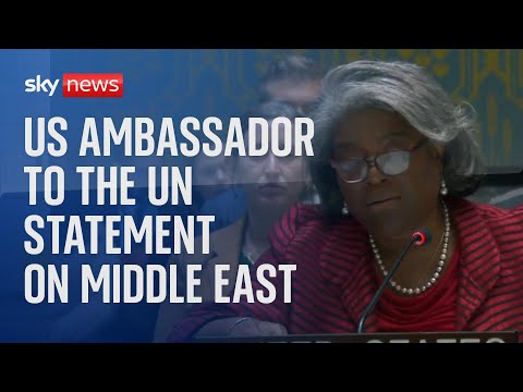 US Ambassador to the UN gives a statement on the Middle East conflict
