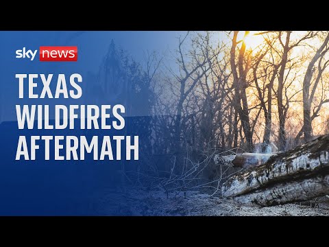 Aftermath of Texas wildfires – heavy snowfall covers Stinnett, Texas Panhandle