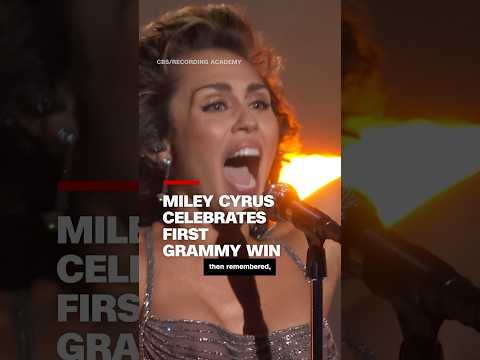 Miley Cyrus celebrates first Grammy win onstage
