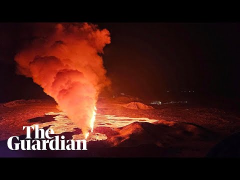 Iceland: aerial footage shows volcano near Grindavík erupting for second time this year