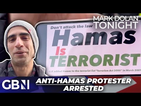 WATCH: Ugly scenes as ANTI-HAMAS protester ARRESTED while holding sign saying ‘Hamas are terrorists’