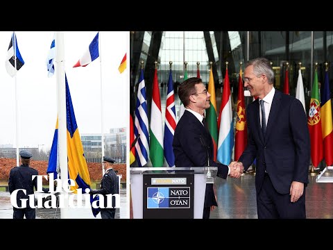 ‘Sweden has come home’, PM tells Nato as flag raised at headquarters