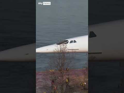 Concorde jet floats down Hudson River