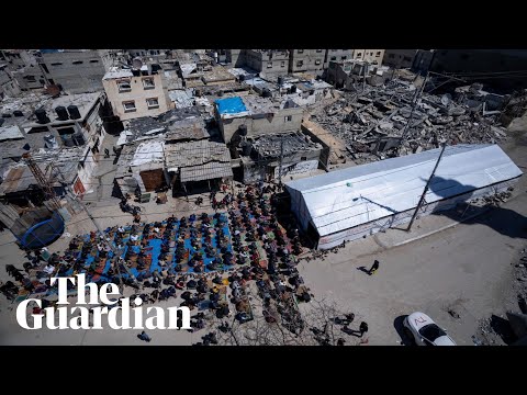 Palestinians hold first Friday prayers of Ramadan amid rubble of Gaza mosque
