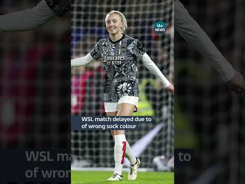 WSL match delayed due to wrong sock colour #itvnews #wsl #chelsea #arsenal
