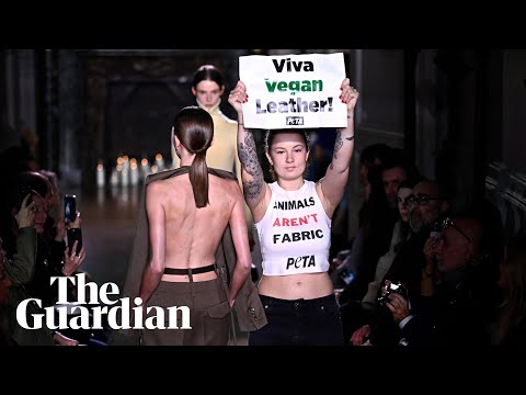 Peta protesters disrupt Victoria Beckham’s Paris fashion week show