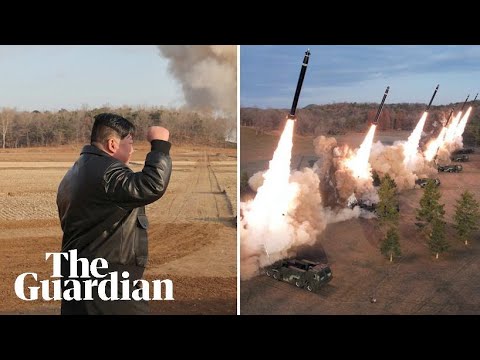 North Korean state media shows Kim Jong-un overseeing ‘super-large’ rocket launcher drills