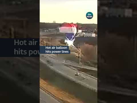 A hot air balloon in the USA floated into some power lines #itvnews #minnesota #hotairballoon