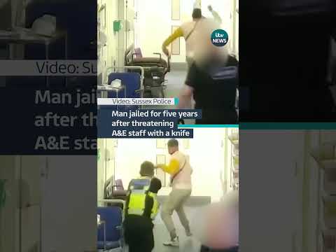 A man who threatened hospital staff with a knife has been jailed for five years #itvnews #crime