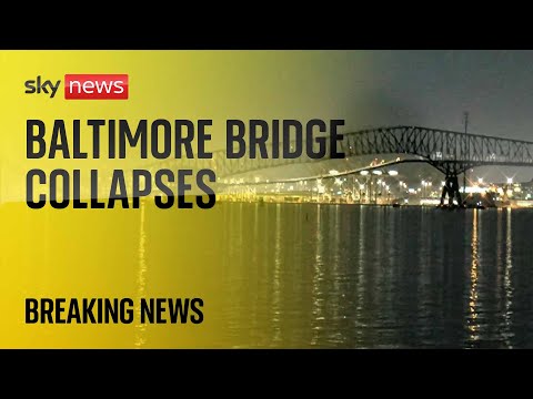 Watch live: “Mass casualty event” as Baltimore bridge collapses after a cargo ship collided with it