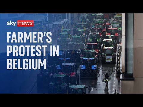 Watch live: Hundreds of farmers protest in tractors around the EU institutions district in Brussels