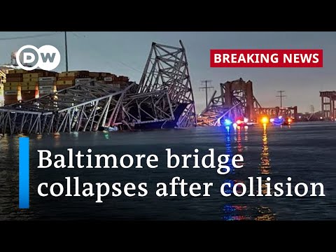 ‘Mass casualty event’ as bridge hit by ship collapses into river in Baltimore | DW News