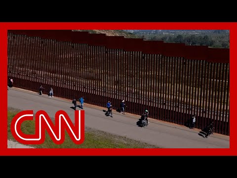 New drone video shows group of migrants crossing US-Mexico border