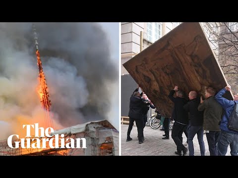 Paintings rescued after fire breaks out at Copenhagen’s former stock exchange