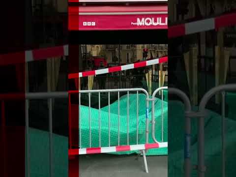 Blades of iconic Moulin Rouge windmill fall off. #Shorts #MoulinRouge #BBCNews