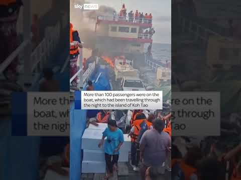 Passengers jump off burning ferry in Thailand