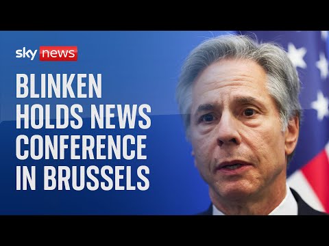 US Secretary of State Antony Blinken holds a news conference in Brussels