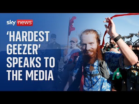 ‘Hardest Geezer’ Russ Cook speaks to the media after record-breaking run across Africa