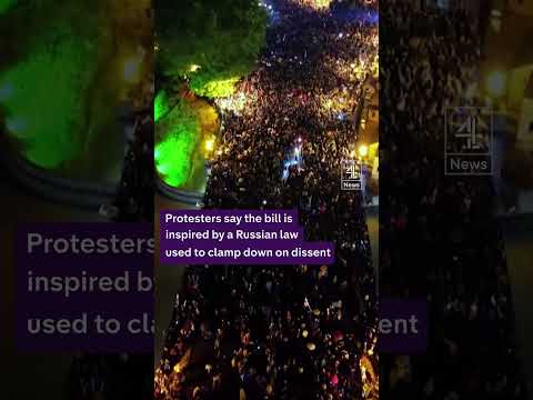 Thousands march in Georgia’s capital against a controversial ‘foreign agents’ bill