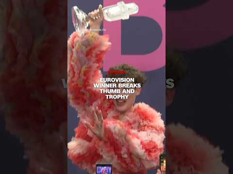 Eurovision winner breaks thumb and trophy