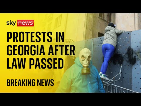 Watch Georgia Protests live: Protesters smash through parliament barriers