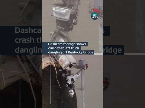 Dashcam footage shows crash that left truck dangling off Kentucky bridge #itvnews