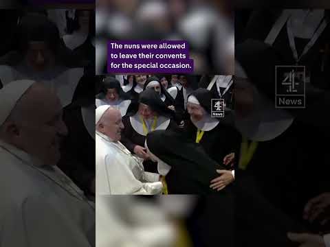Pope swarmed by joyful nuns