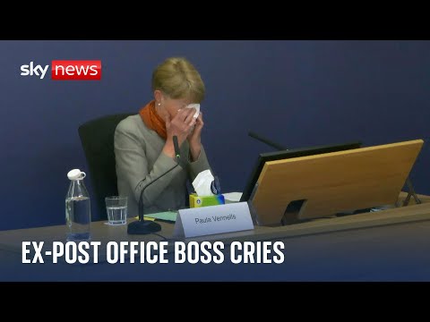 Ex-Post Office boss Paula Vennells cries while giving evidence