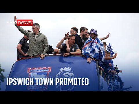 Ipswich Town fans enjoy ‘long-awaited’ open-top bus celebrations after Premier League promotion