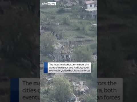 Drone shows destroyed Ukrainian city