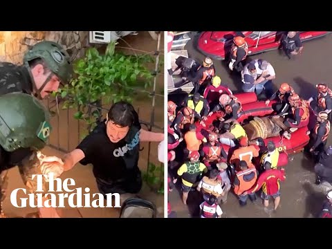 ‘It was like a movie’: rescue operations under way as deadly floods hit Brazil