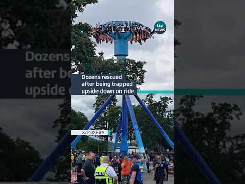 Emergency crews rescued 28 people after they were stuck on a ride  #itvnews #themepark #usa #oregon