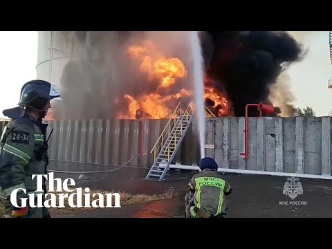Firefighters tackle blaze at Russian oil depot