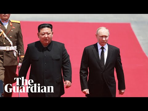 Kim Jong-un welcomes Vladimir Putin at official ceremony in Pyongyang