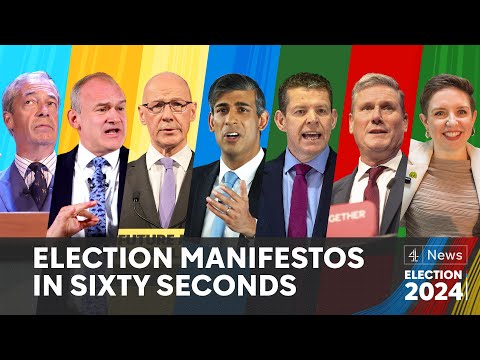Manifestos of each major party in 60 seconds  – UK election