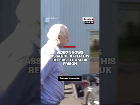 Video shows Assange after his release from UK prison