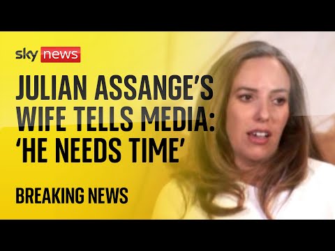 Julian Assange: ‘He needs time,’ tearful wife says – as WikiLeaks holds news conference without him