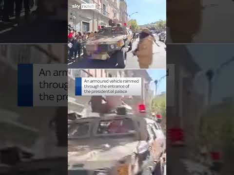 Bolivia coup attempt with armed forces taking over capital square