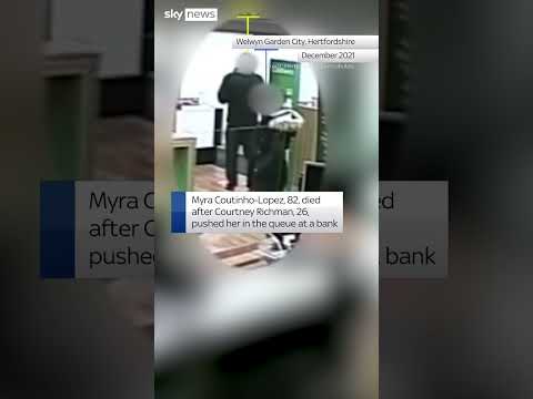 Moment impatient woman kills pensioner by pushing her over in bank queue