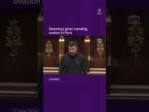 Zelenskyy given standing ovation in Paris