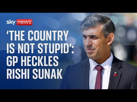 PM Rishi Sunak is heckled while delivering a campaign speech in Wiltshire