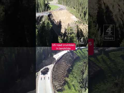 US road crumbles in landslide