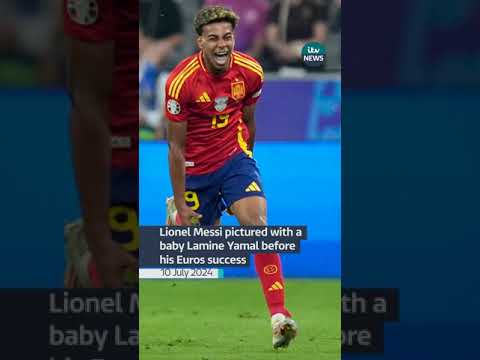 Lionel Messi pictured with a baby Lamine Yamal before his Euros success #football #itvnews #news