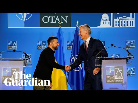Nato chief says ‘Ukraine’s future is in Nato’ in joint news conference with Zelenskiy
