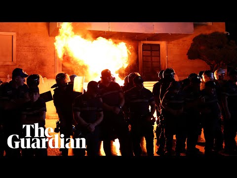 Albanian anti-government protesters hurl petrol bombs and scuffle with police